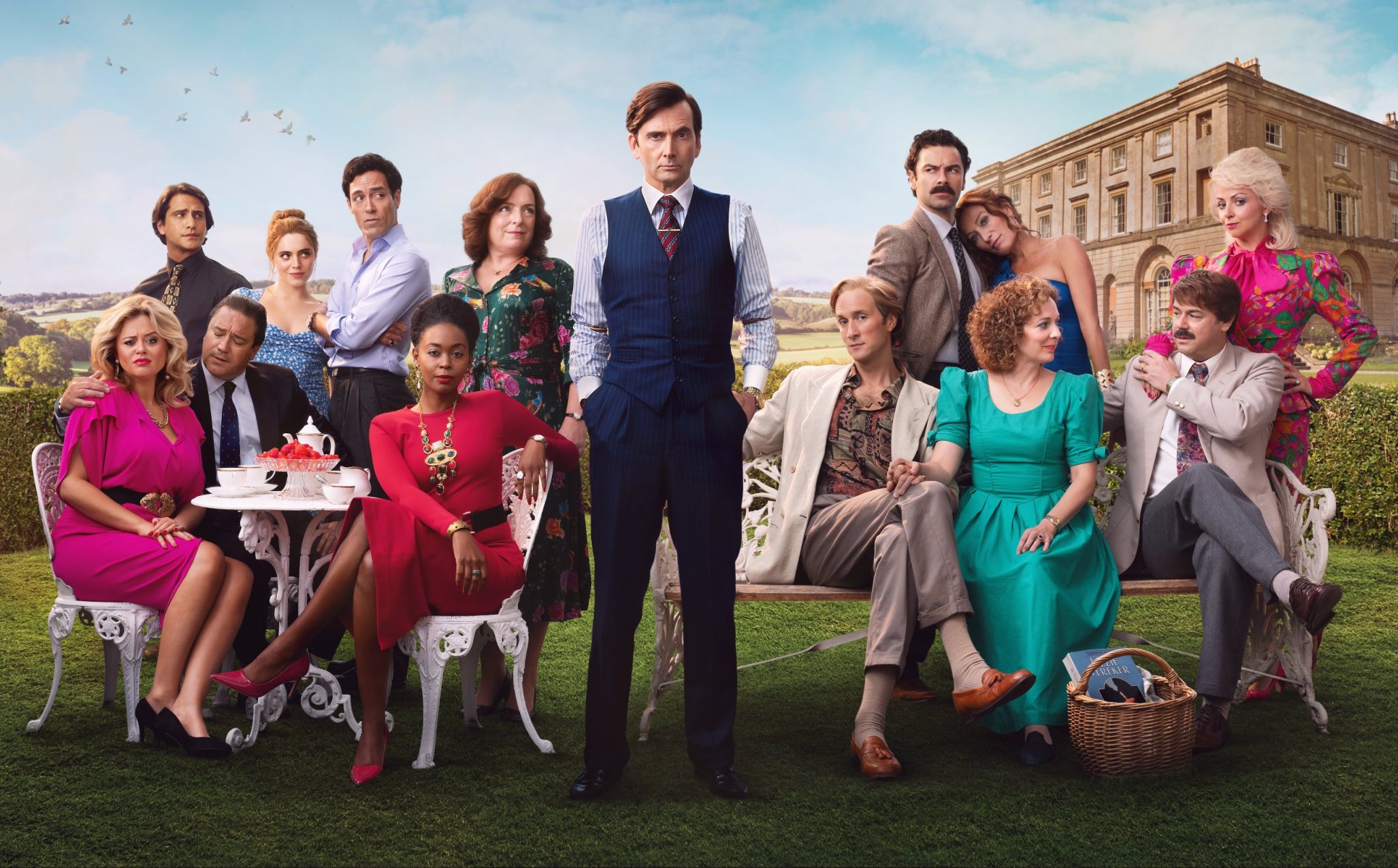 Group shot of the Rivals Disney+ cast.