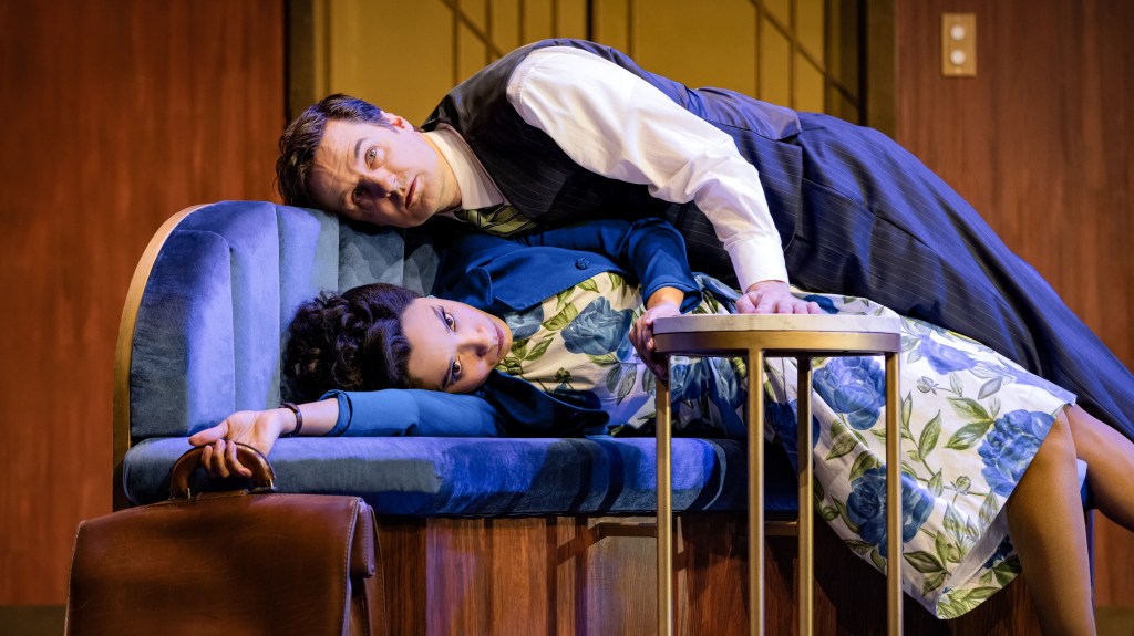 Adele James and Henry Shields in a scene from The Comedy About Spies.